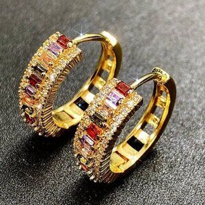 Colorful Huggie Hoop Earrings #1454